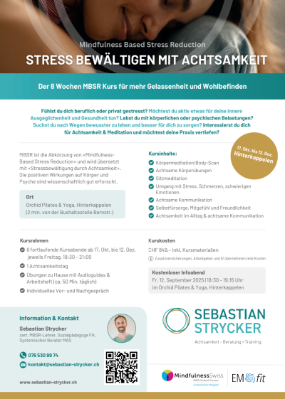 8-Wochen-Kurs 'Stress bewältigen mit Achtsamkeit' (MBSR)