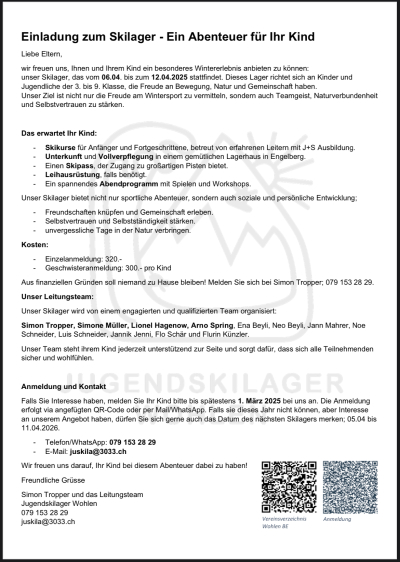 Jugendskilager Wohlen BE
